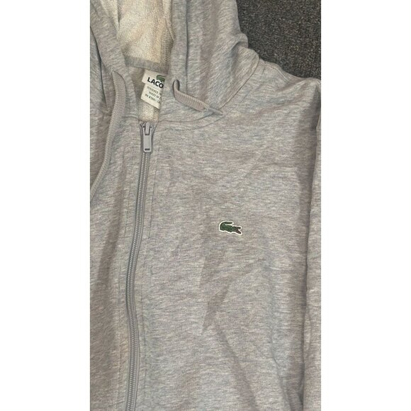 Lacoste Full Zip Hoodie Sweatshirt Mens Size 3 (Small) Grey Heather Logo - Picture 4 of 4